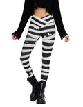 sissycos Women s Halloween Crossover Leggings High Waisted Buttery Soft Printed Tights (Halloween Mummy Stripe, Small)