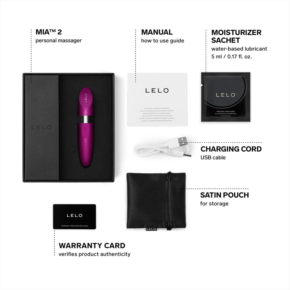 Lelo Mia 2 Lipstick Vibrator For Women, Usb Rechargeable, Spontaneous And Discreet For Women, Deep Rose