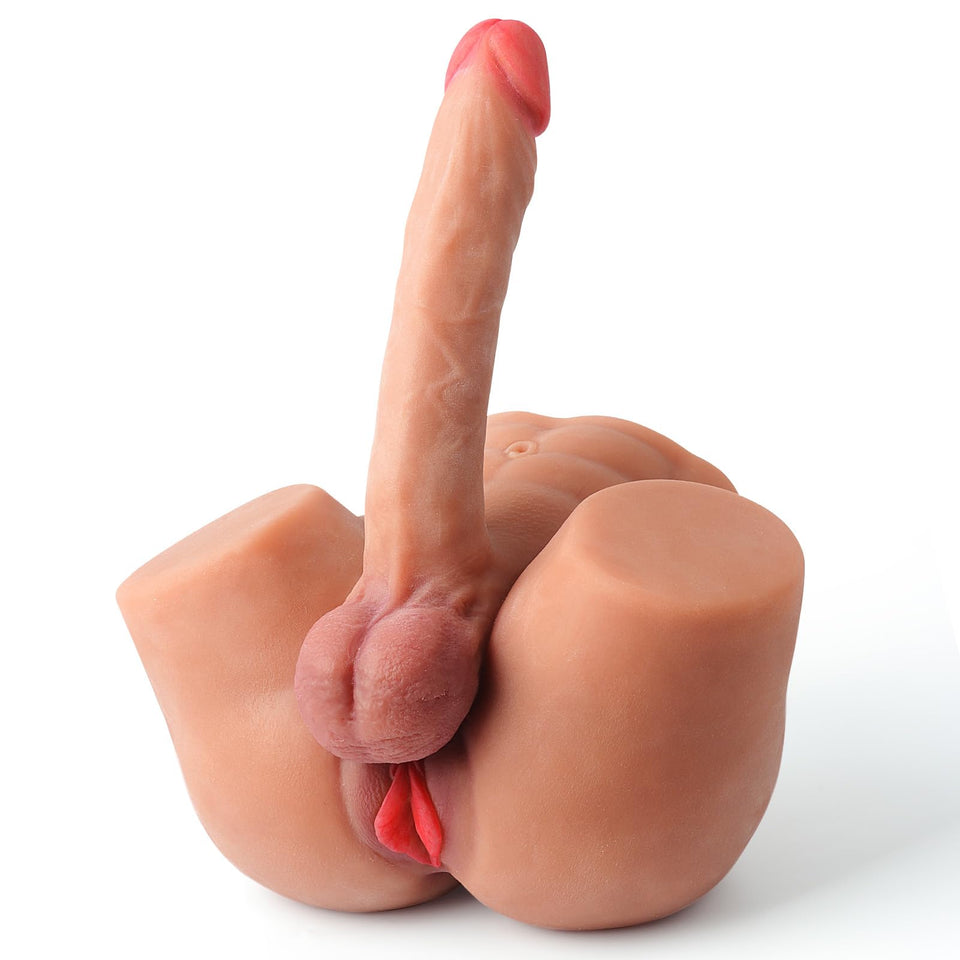 7.7LB Shemale Sex Doll Torso with Penis Vagina Anal, 3-in-1 Gay Sex Toys Realistic Dildo Ass Pocket Pussy for Men, FUTA Sex Doll
