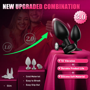 Anal Plug Vibrating Butt Plug, Adult Sex Toys 3PCS Silicone Anal Plugs, Anal Sex Toys with Remote Control 10 Vibrating Vibrator