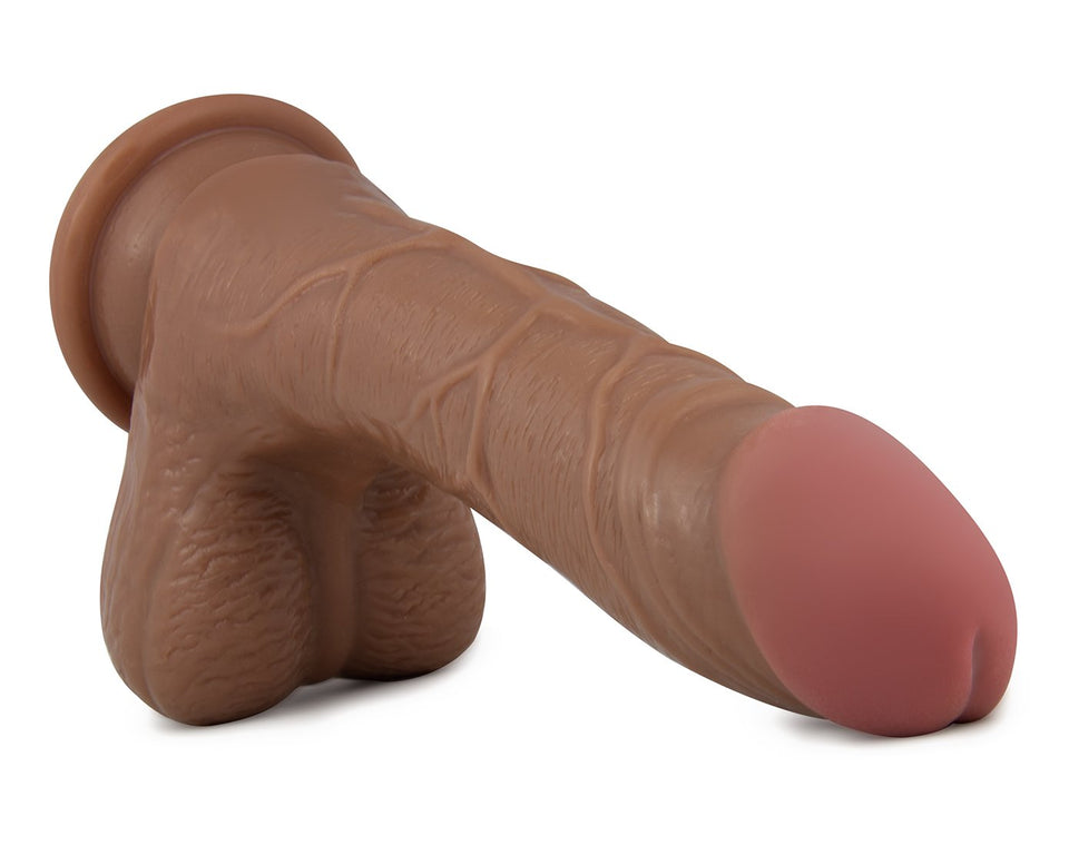 Blush X5 Grinder - 8 1/2 Inch Medium Sized Sculpted Soft Realistic Feel Comfortable Dildo - Intermediate Fragrance Free Suction