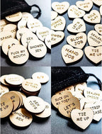 Thyggzjbs 20Pcs Date Night Activity Tokens,Funny Wooden Couples Romantic Funny Sex Token Gift for Couples (Heart Shape,Pack 1)