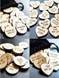 Thyggzjbs 20Pcs Date Night Activity Tokens,Funny Wooden Couples Romantic Funny Sex Token Gift for Couples (Heart Shape,Pack 1)