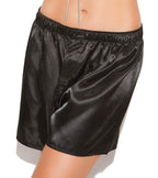 Elegant Moments Womens Serena Charmeuse Satin Boxer Short, Black, Medium