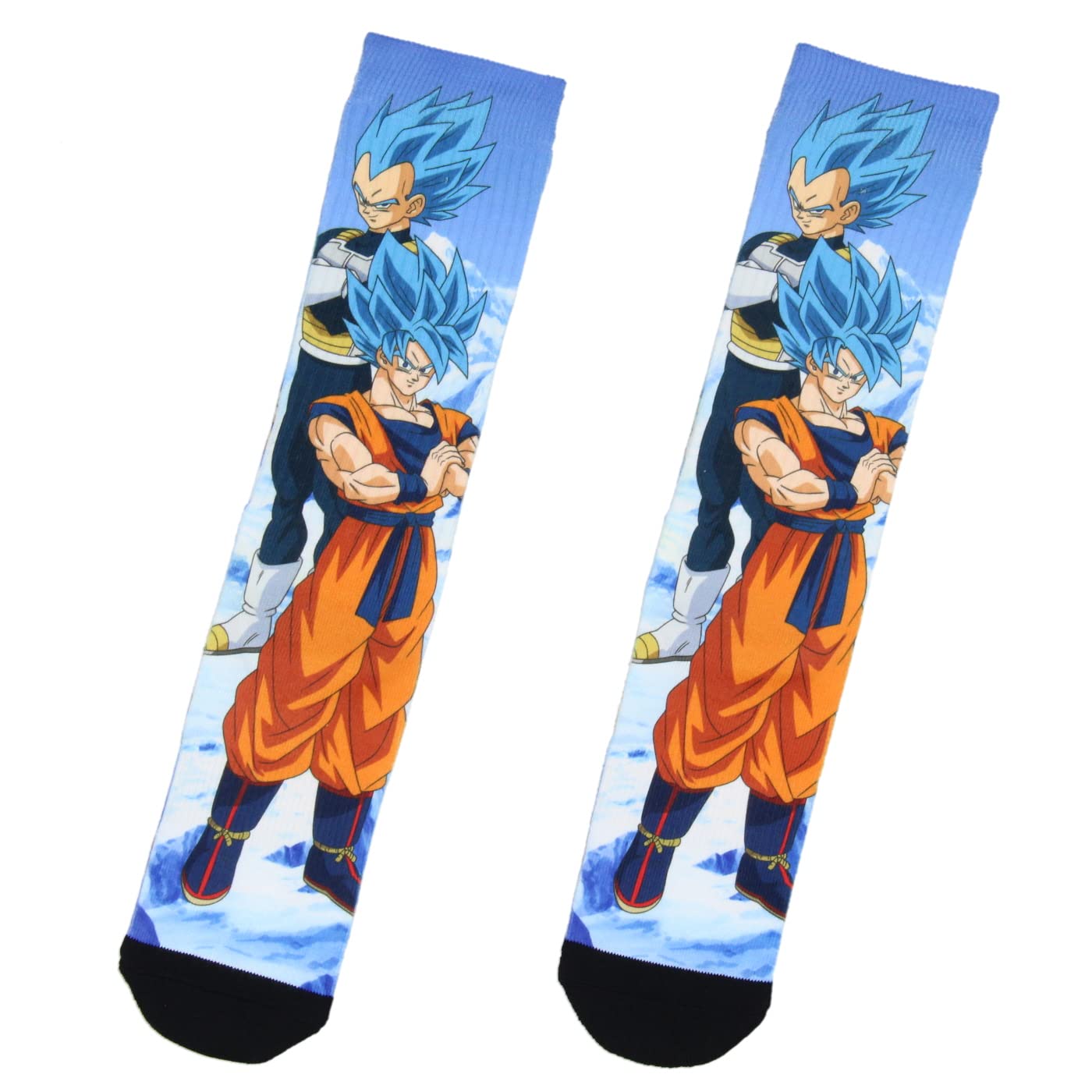 Bioworld Dragon Ball Z Goku And Vegeta Super Saiyan God SSGSS Sublimated Mens Crew Socks 1 Pair