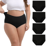 INNERSY Womens Plus Size XL-6XL Cotton Underwear High Waisted Briefs Panties 4-Pack(Black,XX-Large)