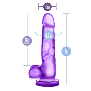 Blush B Yours Sweet N Hard 4 - Soft Realistic Lifelike 7 3/4 Inch Dildo - 1.5&quot; Wide - Sturdy Strap On Harness Compatible Suction Cup For Hands Free Play - Sex Toy For Women Couples - Clear Purple