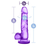 Blush B Yours Sweet N Hard 4 - Soft Realistic Lifelike 7 3/4 Inch Dildo - 1.5&quot; Wide - Sturdy Strap On Harness Compatible Suction Cup For Hands Free Play - Sex Toy For Women Couples - Clear Purple