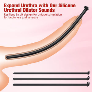Silicone Penis Plug, 3 PCS Urethral Plug Set, Urethral Dilator, Bladder Stimulation Masturbation Rod, Male Urethral Stretcher, U