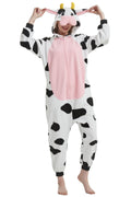 Sqlszt Cow Onesie adult Jumpsuit Unisex One-Piece Pajamas Cosplay Costume Sleepwear for Halloween christmas Women Men M