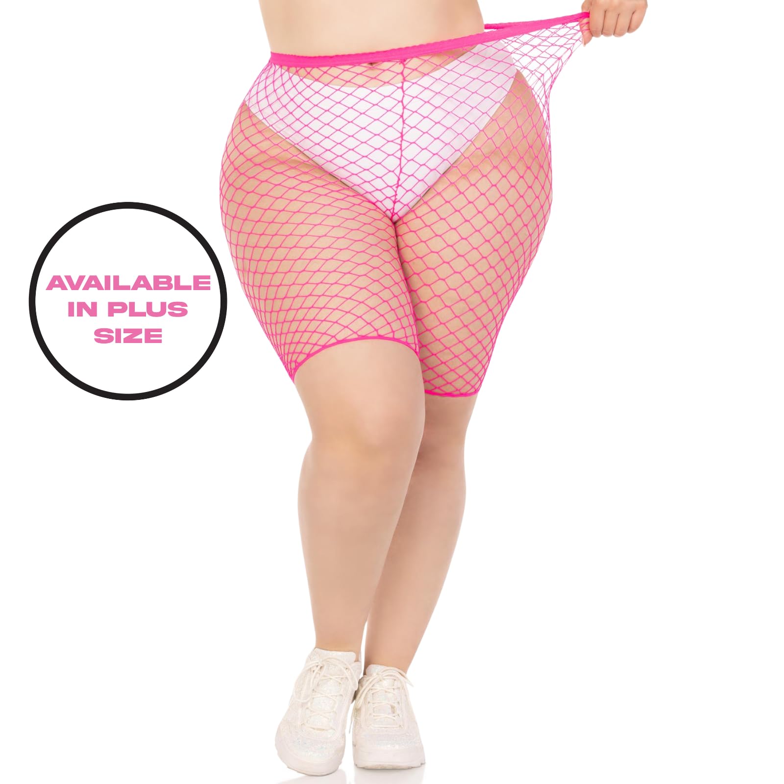 Industrial Net Biker Shorts. - 1X-2X / Neon Pink