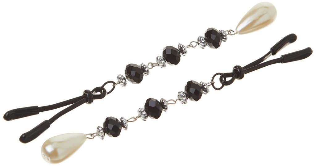Bijoux De Nip Nipple Clamp Short Tweezer Black Beads Pearl Drop