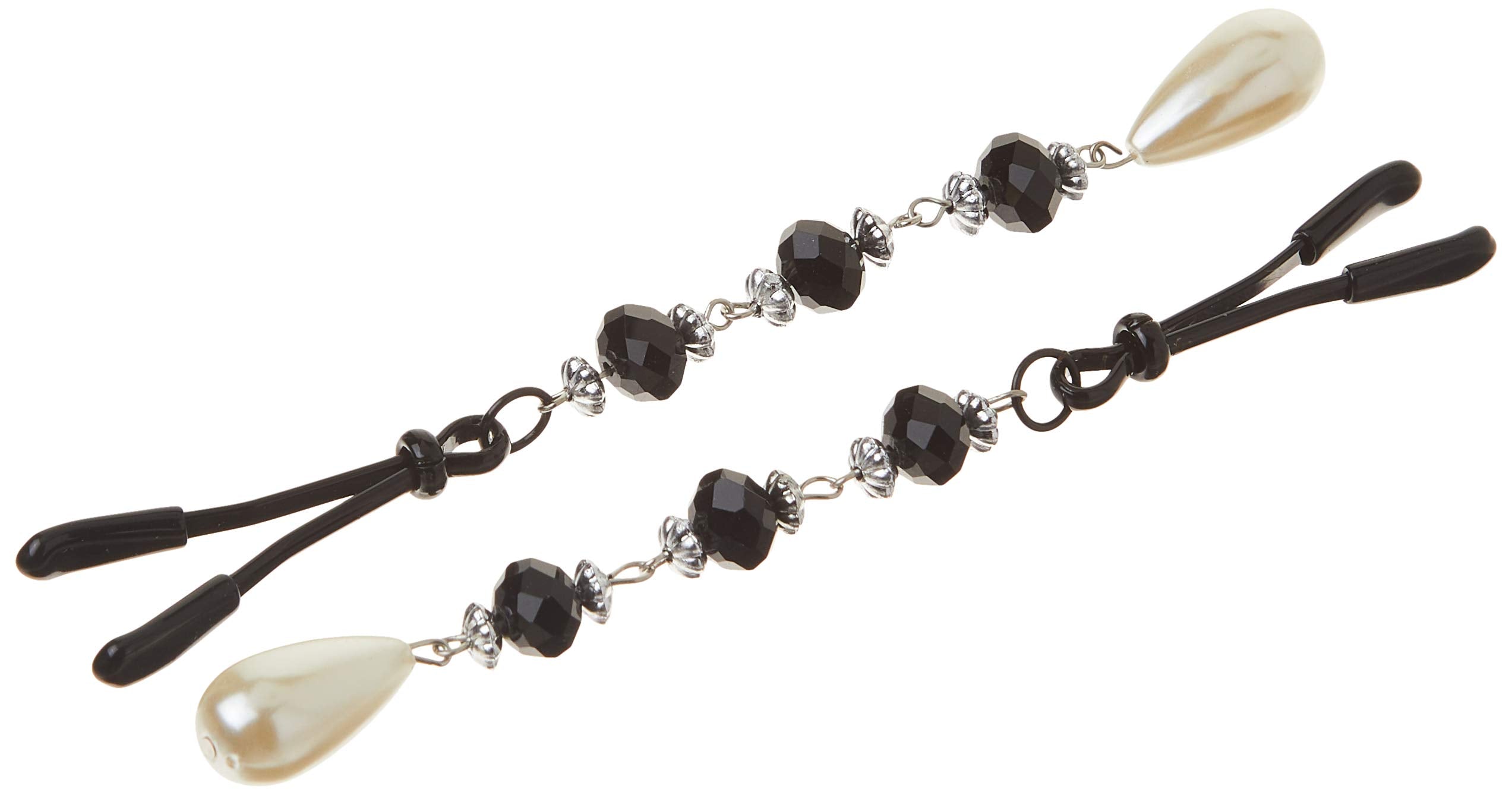 Bijoux De Nip Nipple Clamp Short Tweezer Black Beads Pearl Drop