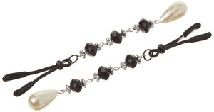 Bijoux De Nip Nipple Clamp Short Tweezer Black Beads Pearl Drop