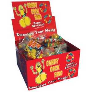 Hott Products Multi-Colored Candy Cock Ring 50 Piece Display, 0.76 Pound