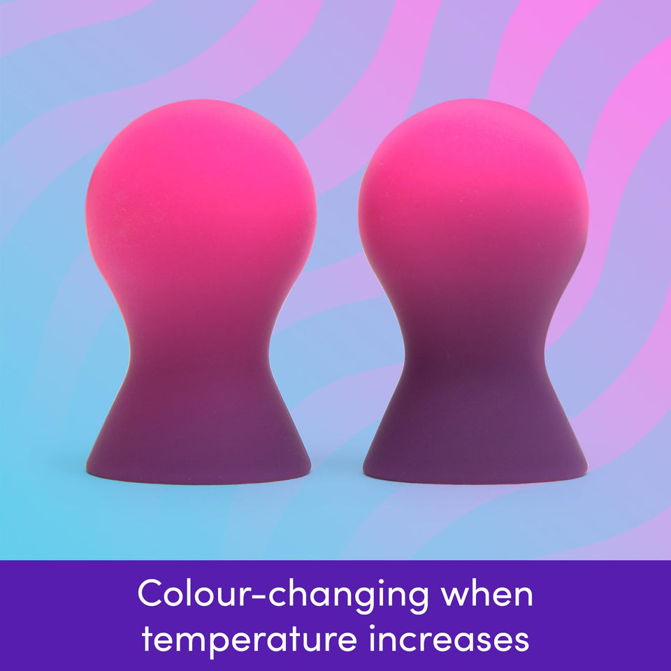 Lovehoney Color Changing Nipple Suckers | Silicone Nipple Sucking Toys | BDSM Beginner Sex Toy Gifts for Women | Vacuum Cupping