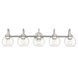 Audickic Bathroom Light Fixtures, 5-Light Brushed Nickel Vanity Lights Over Mirror With Globe Clear Glass, 35 Inch Modern Vanity