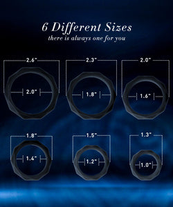 Sex Toys Penis Ring Silicone Cock Rings for Men Erection Sex, 6 Sizes Cockring Erectile Dysfunction Rings Cock Sexual Stimulatio