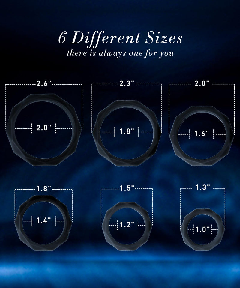 Sex Toys Penis Ring Silicone Cock Rings for Men Erection Sex, 6 Sizes Cockring Erectile Dysfunction Rings Cock Sexual Stimulatio