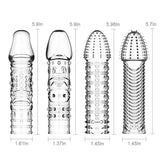 FST 4 Pcs Silicone Penis Sleeves Reusable Condoms Cock Enlarger Penis Erection Sex Toy for Men Transparent