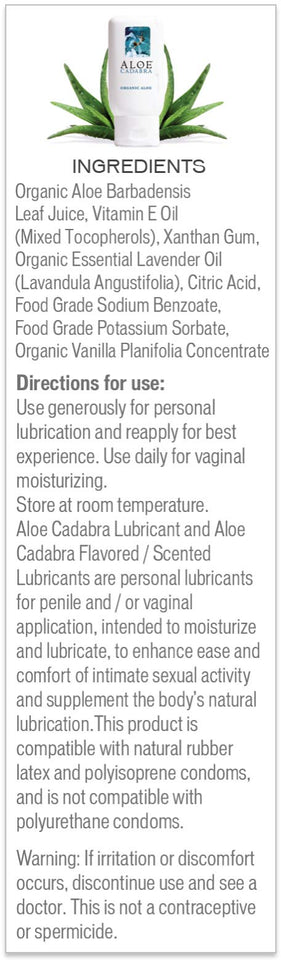 Aloe Cadabra Natural Organic Personal Lubricant and Vaginal Moisturizer, French Lavender, 2.5 Ounce