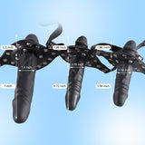 Double-Cock Dildo Penis Mouth Gag Plug, Padlock Ball Gag,Adjustable Bondage Leather Strap,BDSM Sex Toys for Man Women Couple,7.4