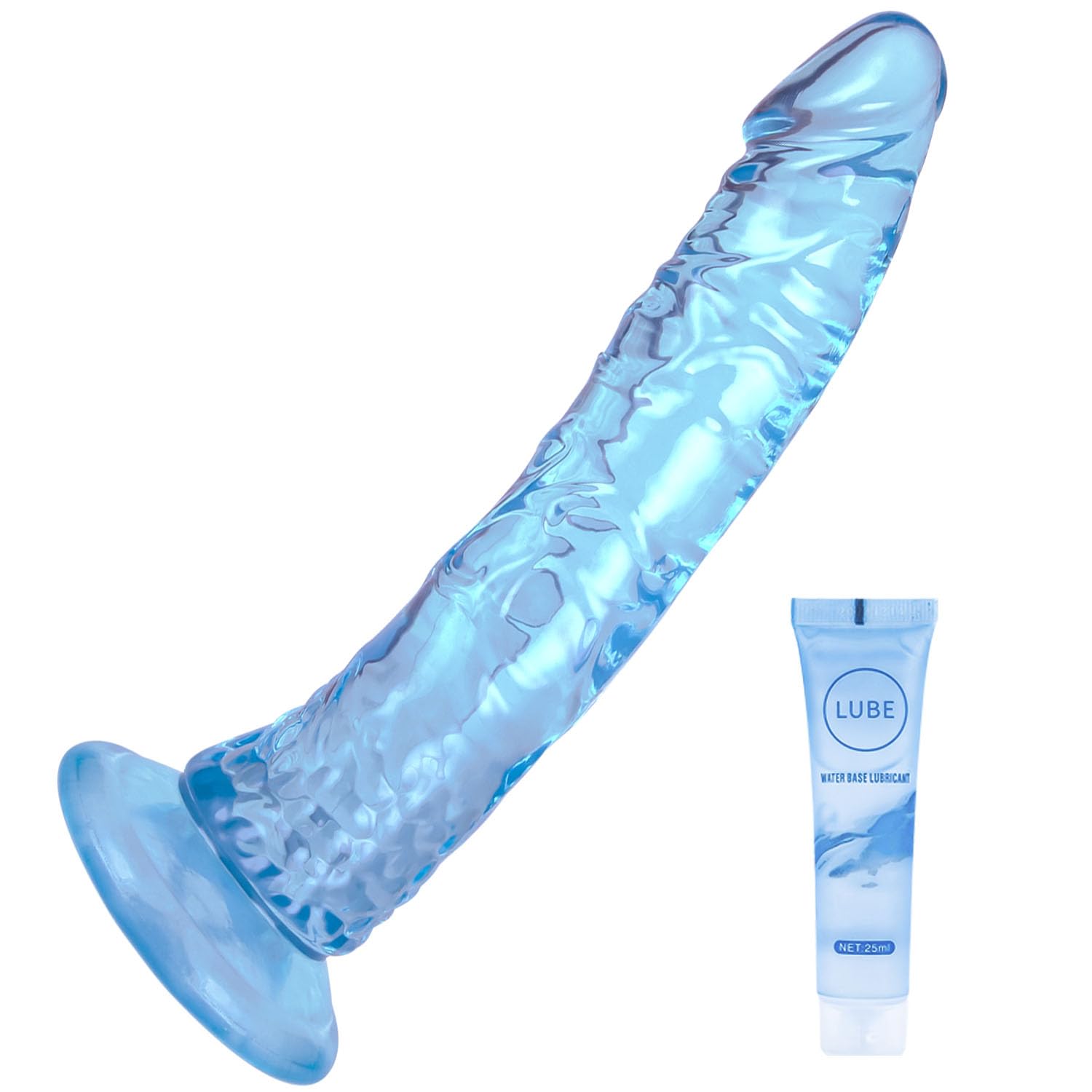 7.9 ' ' Blue Soft Realistic Dildo, Jelly Dong Stimulator with Strong Suction Cup for Hands-Free Play, Lifelike Penis Adult Sex T