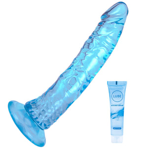 7.9 ' ' Blue Soft Realistic Dildo, Jelly Dong Stimulator with Strong Suction Cup for Hands-Free Play, Lifelike Penis Adult Sex T