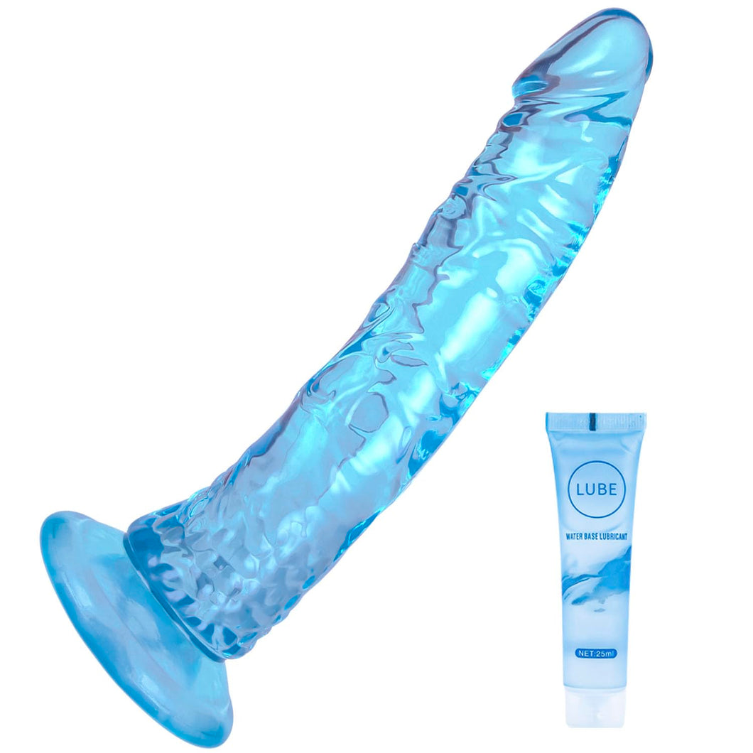 7.9 ' ' Blue Soft Realistic Dildo, Jelly Dong Stimulator with Strong Suction Cup for Hands-Free Play, Lifelike Penis Adult Sex T