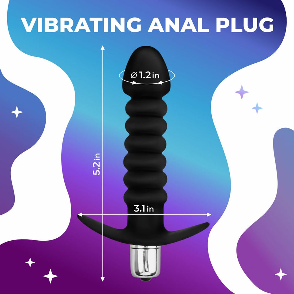 t - off Waterproof Vibrating Anal Beads Vibrating Butt Plug Prostate 7 Vibration Mode G spot Dildo Adult Massager Toy, Couples S