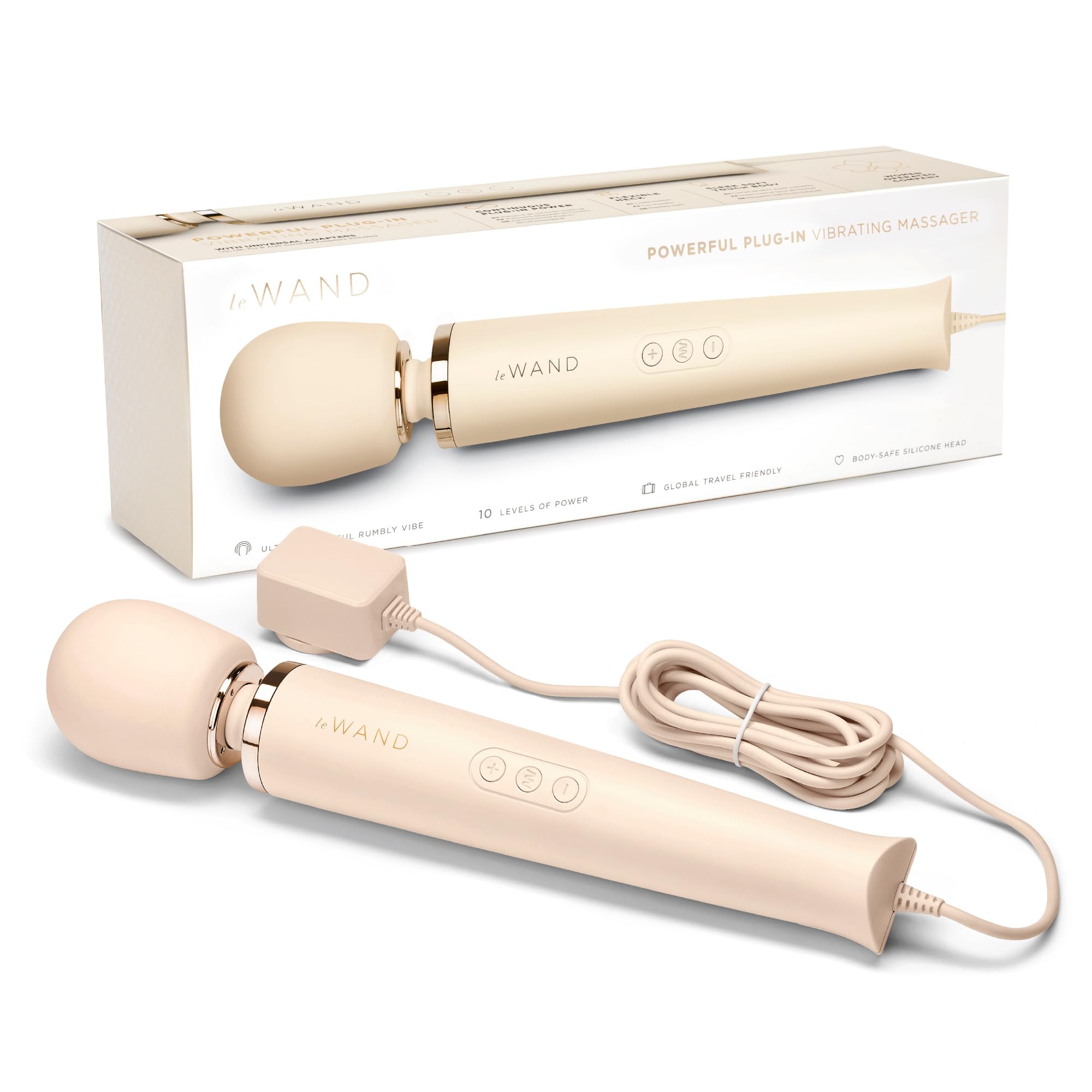 Le Wand Plug-in Wand Vibrator - Vibrating Wand Massager - Cream
