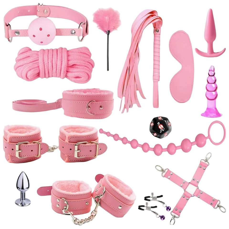 BDSM Restraints Sex Toys 15 Pcs for Couples Bondage Kits Fetish Bed Restraints Set for Beginners SM Adult Games Spanking Paddle