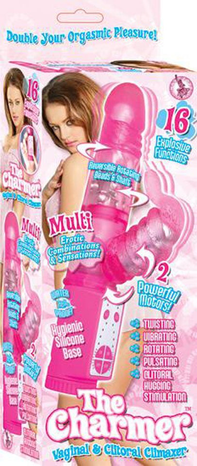 Nasstoys Charmer Waterproof 16 Function Dual Motor, Bi-Directional Rotating Jelly Vibrator, Pink