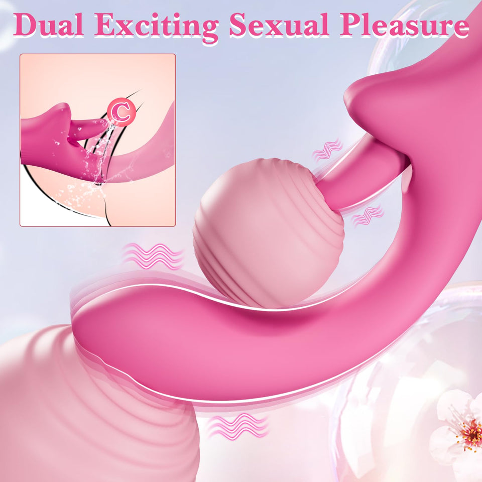 Womens Sex Toy Dildo Vibrator, G Spot Vibrator Lip Tongue Licker Rotating for female Clitoral Vagina Anal Sex, 5 Licking & Vibra