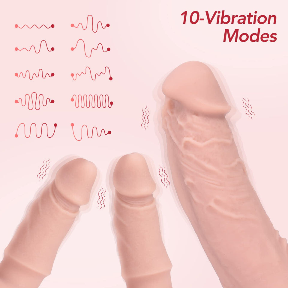 Harness Strap-On Vibration Realistic Dildos - Adjustable Strapless Strap-On Dildos with 10 Modes & 3 Dildos Silicone Anal G-spot