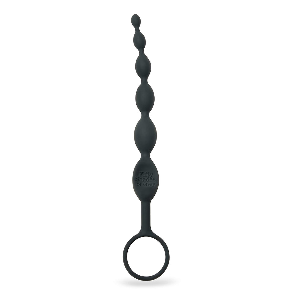 Fifty Shades Of Grey Pleasure Intensified Black Silicone Anal Beads - Graduated Size - 7.5 Inch