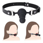 BDSM Ball Gag Sex Play, Bondage Gags & Muzzle with Beads, Silicone Mouth Gag with Removable Leather Straps, Sex Gag Face Dildo K