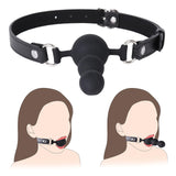 BDSM Ball Gag Sex Play, Bondage Gags & Muzzle with Beads, Silicone Mouth Gag with Removable Leather Straps, Sex Gag Face Dildo K