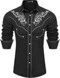 JoZorro Men s Black Western Shirt, Regular Fit, Long Sleeve, Collared Neck, Button Down, Mariachi Costume, Pearl Snap