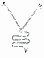 Spartacus Y Style Adjustable Broad Tip Nipple Clamps With Clit Clamp, Silver
