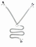 Spartacus Y Style Adjustable Broad Tip Nipple Clamps With Clit Clamp, Silver