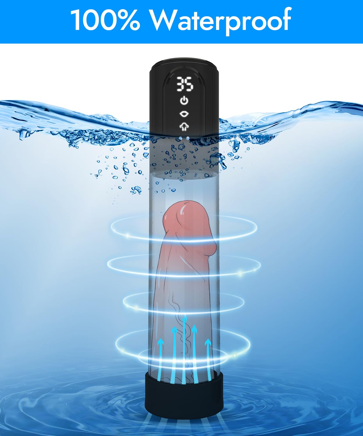 Water Penis Pump Sex Toys - Male Electric Penis Enlargement Extend Pump with 3 Automatic Suction Modes & 3 Intensities for Men S