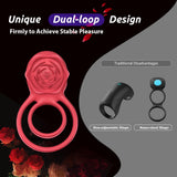 Vibrating Cock Ring with Rose Clitoral Stimulator, Pleasure Penis Ring Vibrator Couples Adult Sex Toys for Men Women, 7 Vibratio