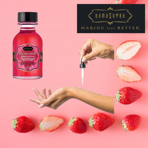 Kama Sutra Oil Of Love Strawberry Dreams - .75 Fl Oz/22 Ml - Kissable Warming Body Treat For Foreplay Fun, Water-Based And Non-S