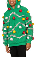 Tipsy Elves Mens Hooded Ugly Christmas Sweaters - Funny and Tacky Embellished Christmas Hoodies For Men - Oh Christmas Tree Ugl