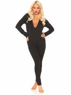 Leg Avenue Cozy Brushed Rib Long Johns Wi Black Color