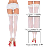 Plus Size Sheer Lace Top Backseam Thigh Highs