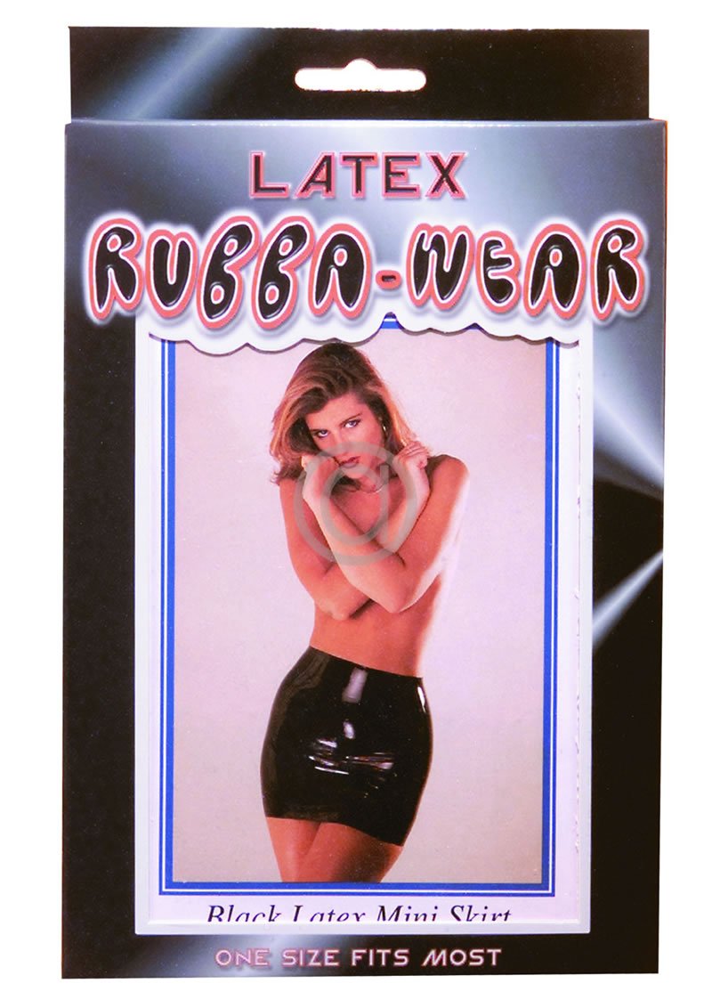 Rubba Wear Black Latex Mini Skirt, Black, One Size