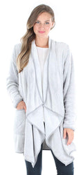 Sleepyheads Pajama Womens Fleece Long Sleeve Wrap Robe Cardigan with Pockets, Wrap- Heather Grey, Medium