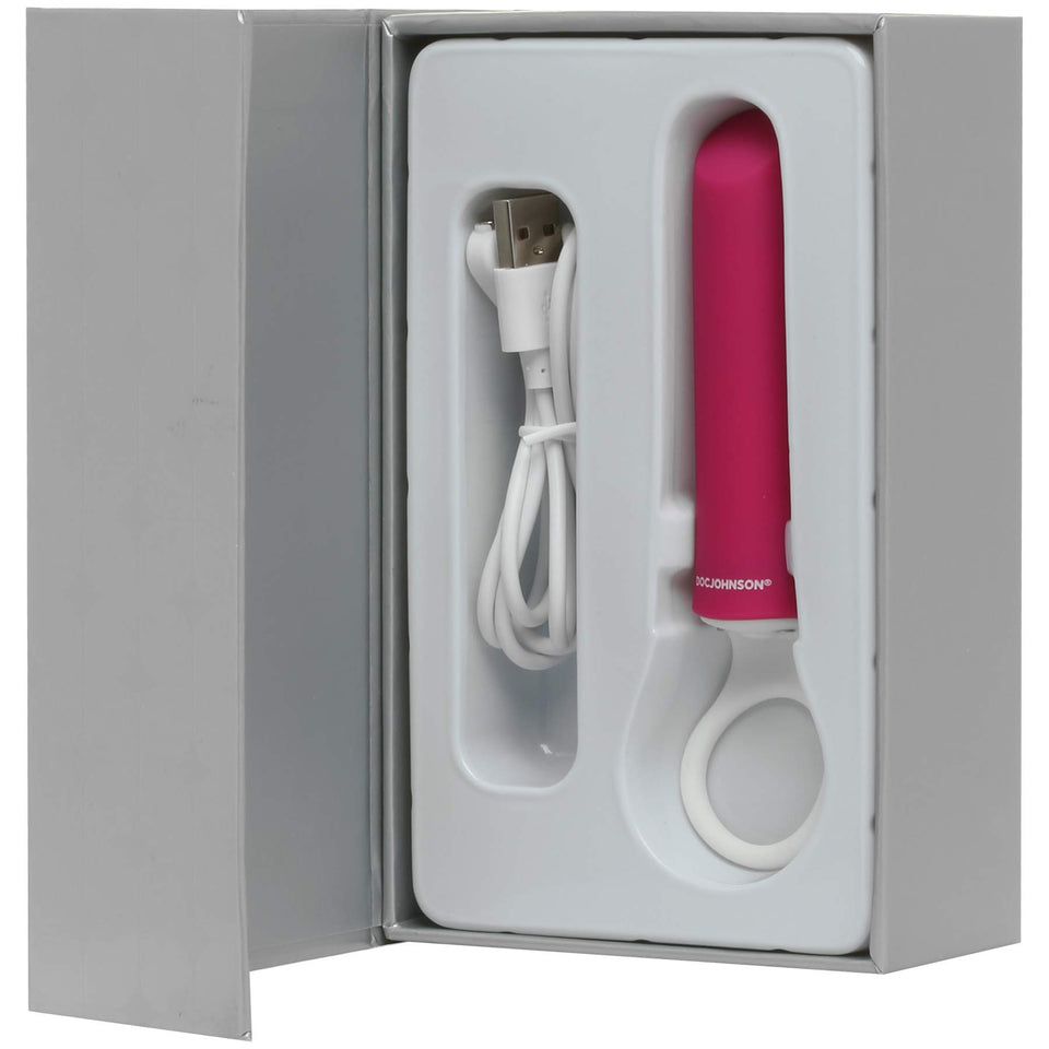 Doc Johnson Ivibe Select - Iplease - Powerful 20 Function Vibrator With Silicone Grip Ring - Quiet Motor, Small Size, Waterproof, Usb Rechargeable - Purple/White